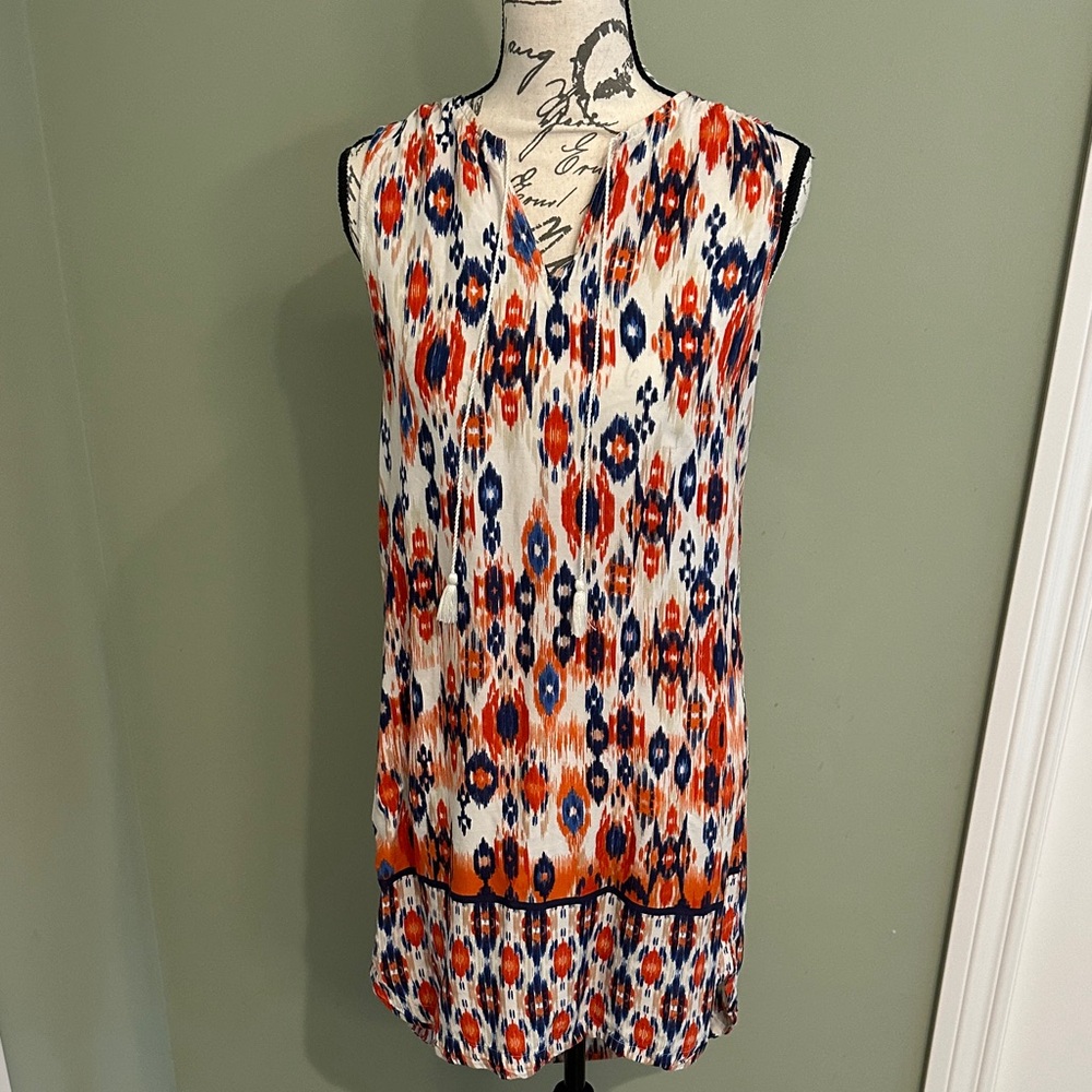 beachlunchlounge Orange and Blue Patterned Mini Dress
